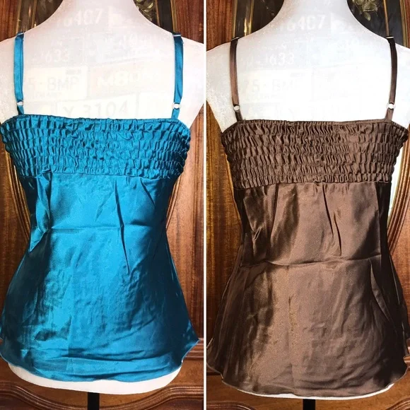 YOU GET BOTH - New NWT Jewel Tone Sequin Silky Cami Tank - Y2K 90s 2000s Retro - Picture 5 of 13